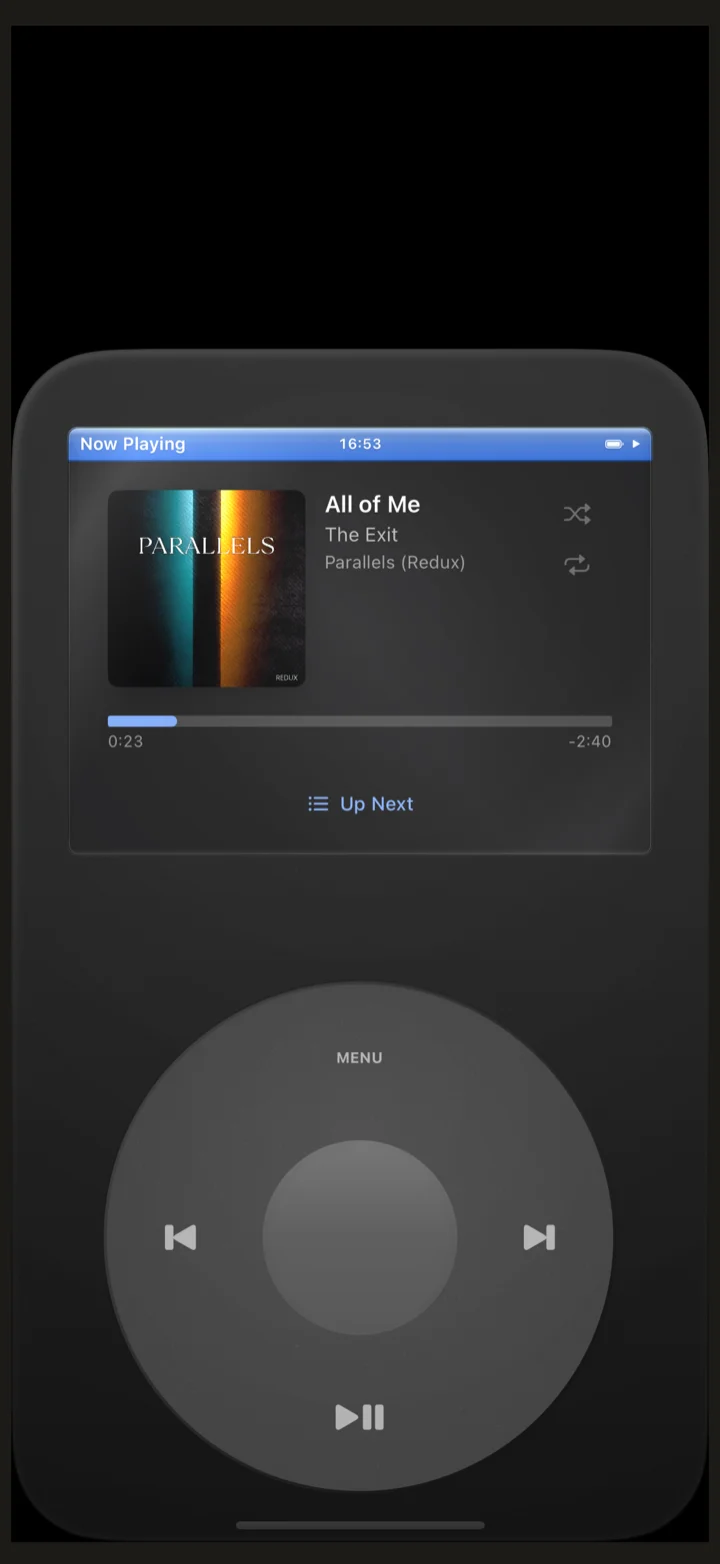 klikWheel Now Playing screen